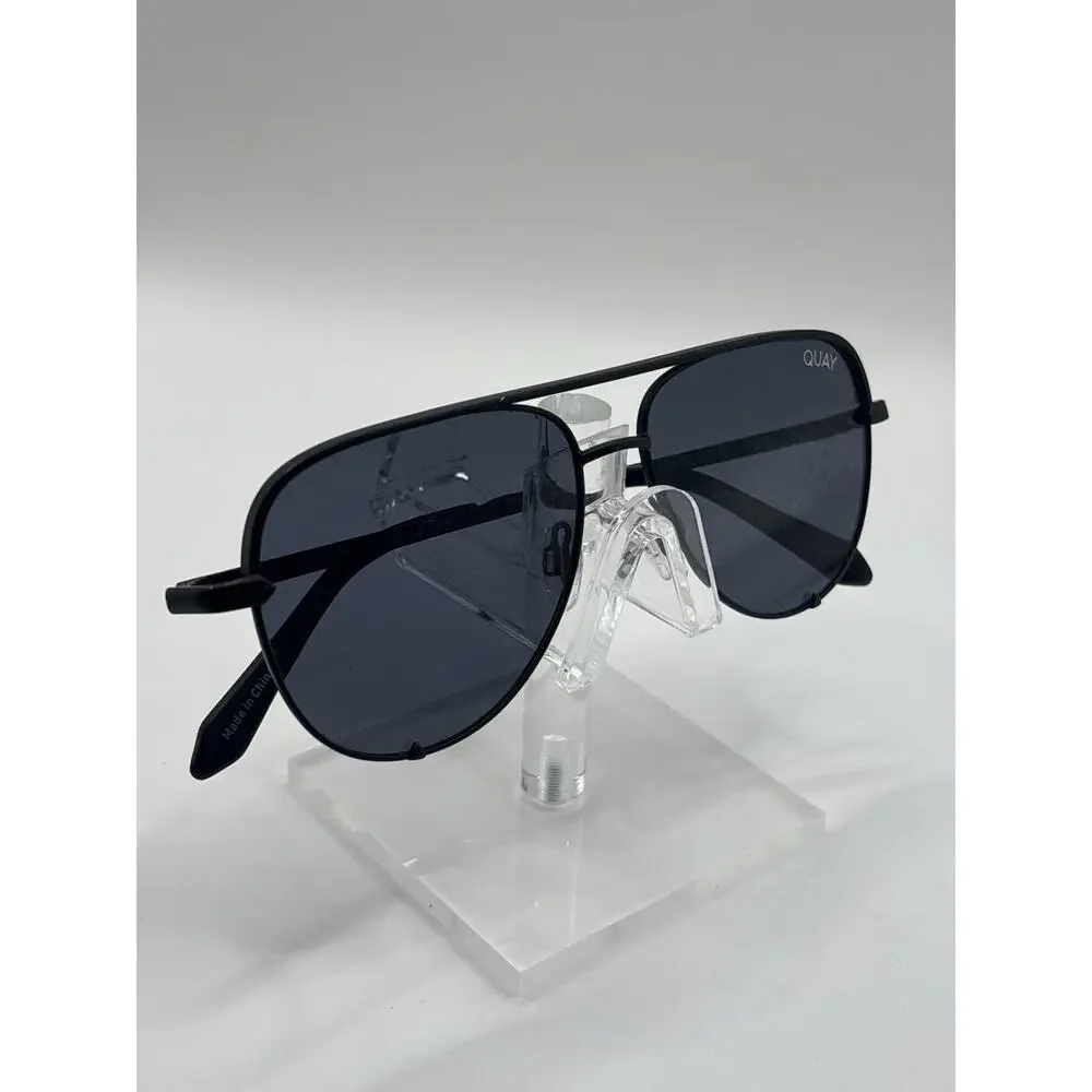 Quay High Key 126 Polarized Sunglasses Black Smoke Oversized Aviator 142